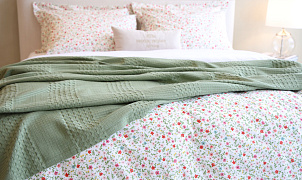 КПБ Эмилия Зеленый цветок 2-х спальный, Ткань: хлопок 