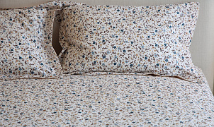 КПБ Эмилия Синий цветок 2-х спальный, Ткань: хлопок 